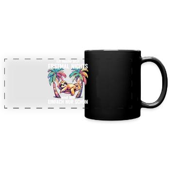 Office Humor Late Riser Sloth - Full Colour Panoramic Mug - black - Front