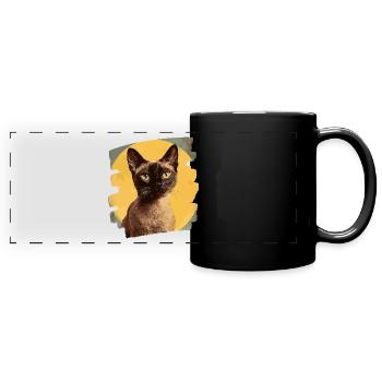 Burmese Burma Cat Retro - Full Colour Panoramic Mug - black - Front