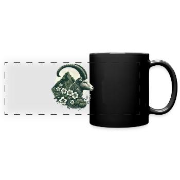 Steinbock Sternzeichen - Bergziege Astrologie - Panorama-Tasse farbig - Schwarz - Vorne