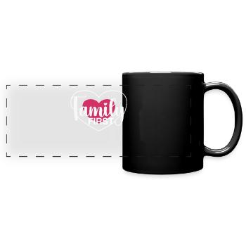 Family First - Heart & Love - Full Colour Panoramic Mug - black - Front