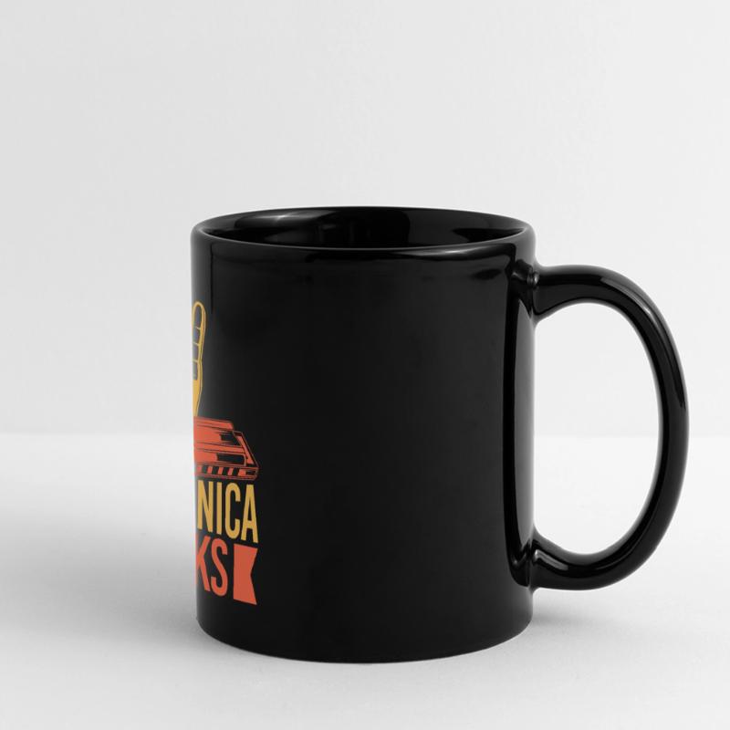 Funny Harmonica Player Rocks Harmonica Full Colour Panoramic Mug