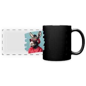 Esel - Panorama-Tasse farbig - Schwarz - Vorne