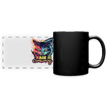 Cat Rage Consumes Me Humor Meme - Panorama-Tasse farbig - Schwarz - Vorne