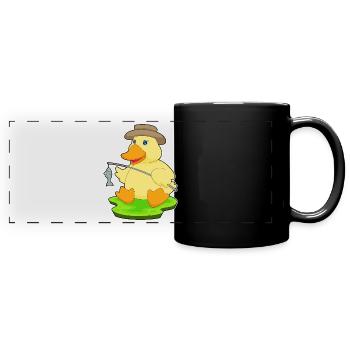 Ente Angler Fisch Angeln - Panorama-Tasse farbig - Schwarz - Vorne