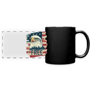 Drapeau américain avec aigle - Mug panoramique uni - noir - Devant
