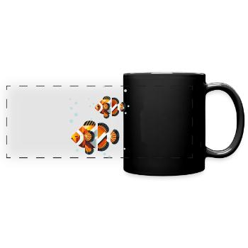 Zwei Clownfische – Geometrische Ozeanillustration - Panorama-Tasse farbig - Schwarz - Vorne