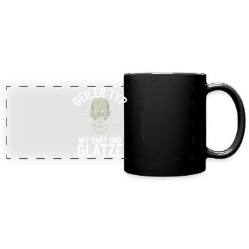 homme avec barbe et tête chauve porteur de barbe - Mug panoramique uni - noir - Devant