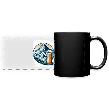 Berg und Bier Naturmotiv - Panorama-Tasse farbig - Schwarz - Vorne