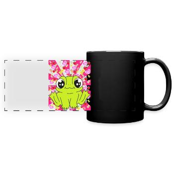 Frog Frogs Kids Child Baby Retro 80s 90s - Full Colour Panoramic Mug - black - Front