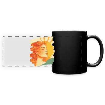 Sommer Sonne Retro - Panorama-Tasse farbig - Schwarz - Vorne
