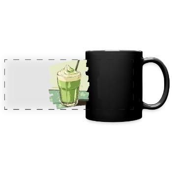 Matcha Latte Liebhaber Grüntee - Panorama-Tasse farbig - Schwarz - Vorne