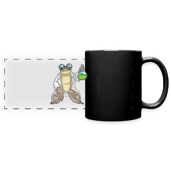 Frosch Wissenschaftler Reagenzglas Labor - Panorama-Tasse farbig - Schwarz - Vorne