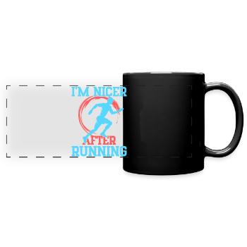Courir Je suis plus sympa après le cadeau du marathonien - Mug panoramique uni - noir - Devant