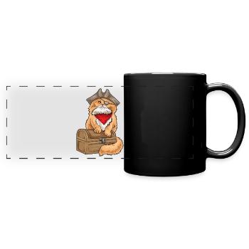 Coffre au trésor pirate du chat persan - Mug panoramique uni - noir - Devant