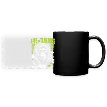 Instinkt Bass Shirt: Lockenaffe auf Frequenzpegel - Panorama-Tasse farbig - Schwarz - Vorne