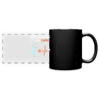 Debugging ist mein Cardio - Computer Nerd - Panorama-Tasse farbig - Schwarz - Vorne