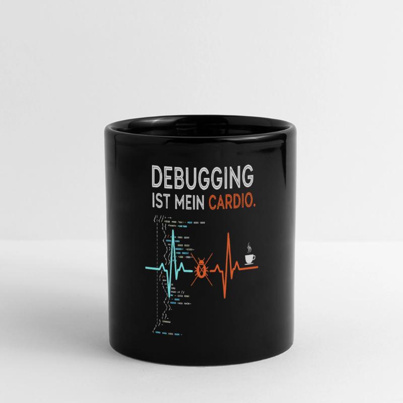 Debugging ist mein Cardio - Computer Nerd Panorama-Tasse farbig