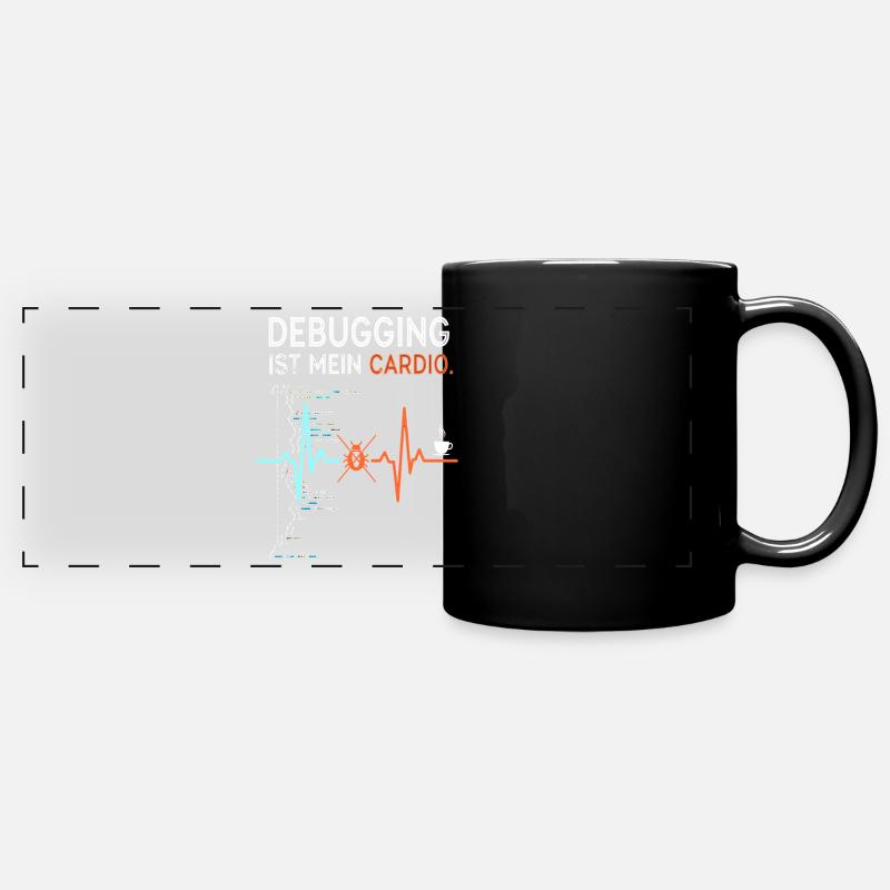 Debugging ist mein Cardio - Computer Nerd - Panorama-Tasse farbig - Schwarz