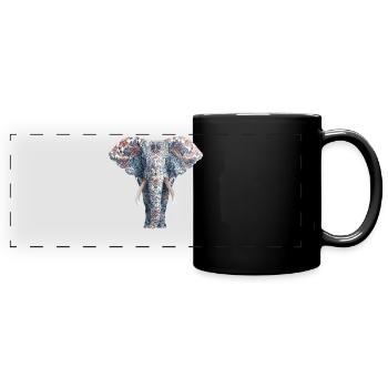 Elefant Rüsseltier Afrika Safari Wildnis Elefanten - Panorama-Tasse farbig - Schwarz - Vorne