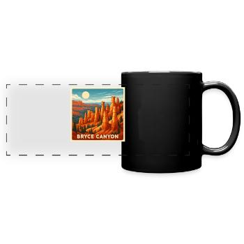 Bryce Canyon Retro Landschaft Wandern Natur Park - Panorama-Tasse farbig - Schwarz - Vorne