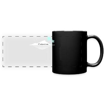 Curacao Insel mit Palmen Traumurlaub Reiseziel - Panorama-Tasse farbig - Schwarz - Vorne