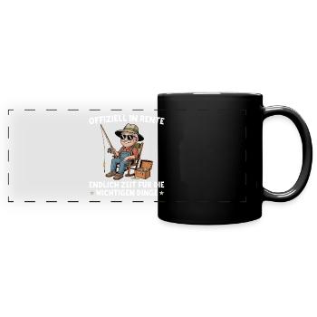 Angler in Rente - Zeit für die wichtigen Dinge - Panorama-Tasse farbig - Schwarz - Vorne