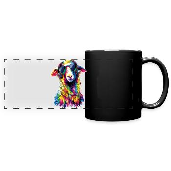 Schaf Lamm Schäfchen Hausschaf Schäfer Süße Schafe - Panorama-Tasse farbig - Schwarz - Vorne