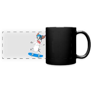 Energisches Skateboarden Französische Bulldogge Design - Panorama-Tasse farbig - Schwarz - Vorne