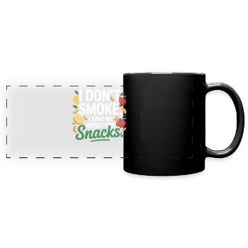 Je ne fume pas J’économise mon argent Collations Non-fumeur - Mug panoramique uni - noir - Devant