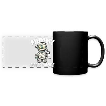 MUMMY MEETS ZOMBIE - ZOMBIE HALLOWEEN - Full Colour Panoramic Mug - black - Front