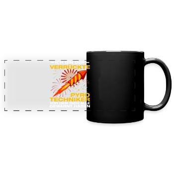 Verrückte Pyrotechniker Böllern Feuerwerk - Panorama-Tasse farbig - Schwarz - Vorne