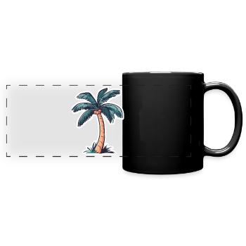 Palme - Panorama-Tasse farbig - Schwarz - Vorne