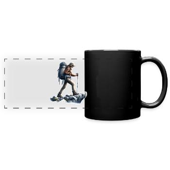 Mountaineering Hiking - Full Colour Panoramic Mug - black - Front