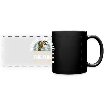 Motocross - Panorama-Tasse farbig - Schwarz - Vorne
