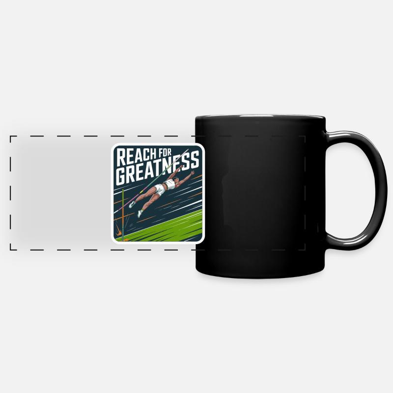 Reach for Greatness Athletic Design - Full Colour Panoramic Mug - black