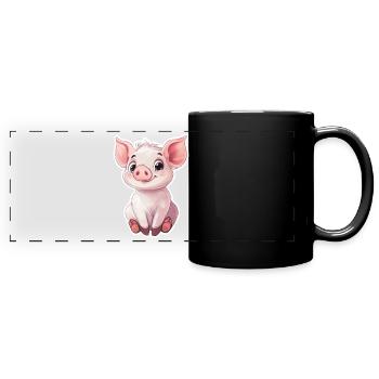 Porc Porcelet - Mug panoramique uni - noir - Devant