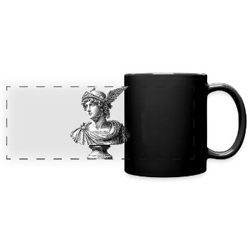 Antike Büste Hermes - Klassische Gravur - Panorama-Tasse farbig - Schwarz - Vorne