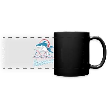 DJ SHARKDROP Hai DJ with headphones at the mixing desk - Full Colour Panoramic Mug - black - Front