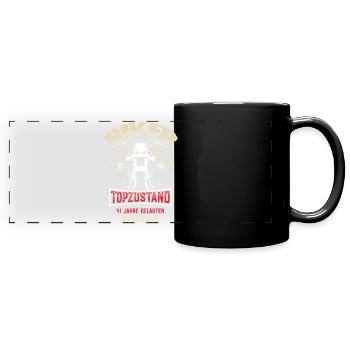 41. Geburtstag Motorradfahrer Motorrad - Panorama-Tasse farbig - Schwarz - Vorne