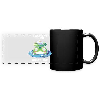 Point de réapparition : Sous le nénuphar | Grenouille, Étang - Mug panoramique uni - noir - Devant