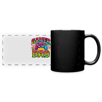 Gamer Papa Rainbow Controller, Vater Gaming - Panorama-Tasse farbig - Schwarz - Vorne