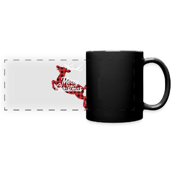 Chemise de Noël look bûcheron avec motif renne - Mug panoramique uni - noir - Devant