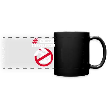 Animal protection STOP ANIMAL TESTING AGAINST TESTING - Full Colour Panoramic Mug - black - Front