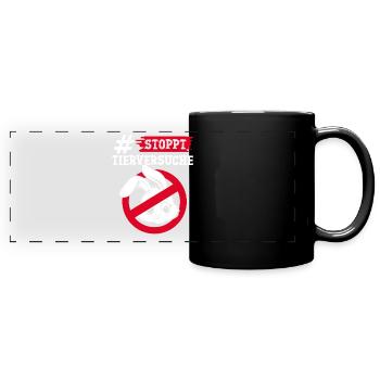 Tierschutz STOPPT TIERVERSUCHE GEGEN VERSUCHE - Panorama-Tasse farbig - Schwarz - Vorne