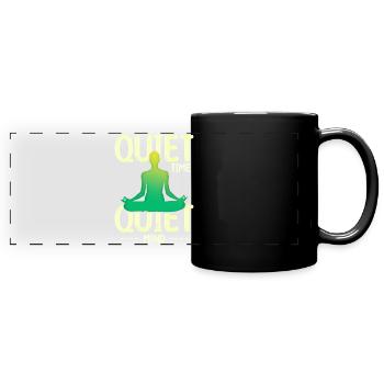 Quiet time meditation silhouette green yellow - Full Colour Panoramic Mug - black - Front