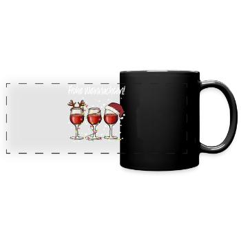Frohe Weihnachten Wein-Gläser Trio - Panorama-Tasse farbig - Schwarz - Vorne