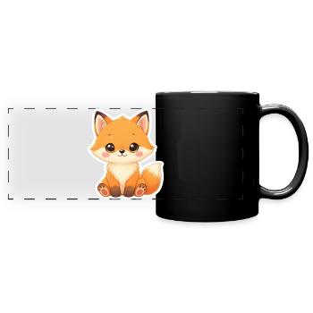 Kawaii renard dessin animé pour KidsWear - Mug panoramique uni - noir - Devant