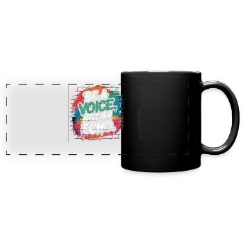 Be a Voice – Mutmacher Spruch im Retro Style - Panorama-Tasse farbig - Schwarz - Vorne