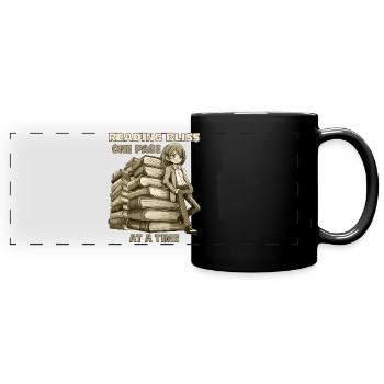 LIRE DES LIVRES UNE PAGE À LA FOIS - Mug panoramique uni - noir - Devant