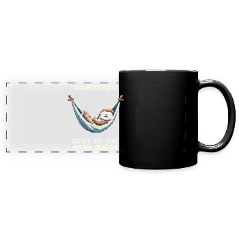 Parfois, le repos est la quête principale | Balance - Mug panoramique uni - noir - Devant